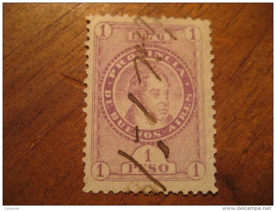 1876 BUENOS AIRES 1 Peso Revenue Fiscal Tax Postage Due Official Argentina - Buenos Aires (1858-1864)