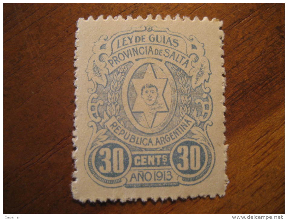 1913 SALTA 30 Cents. Ley De Guias Revenue Fiscal Tax Postage Due Official Argentina - Servizio