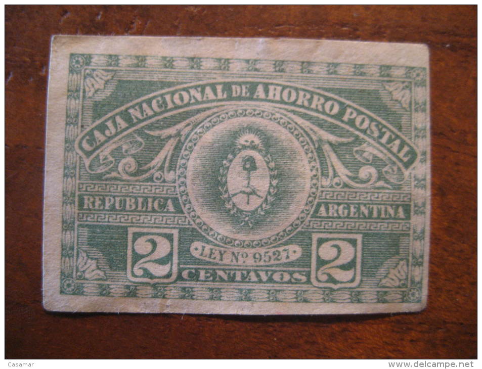 2 Centavos Caja Nacional De Ahorro Postal Imperforated Revenue Fiscal Tax Postage Due Official Argentina - Oficiales