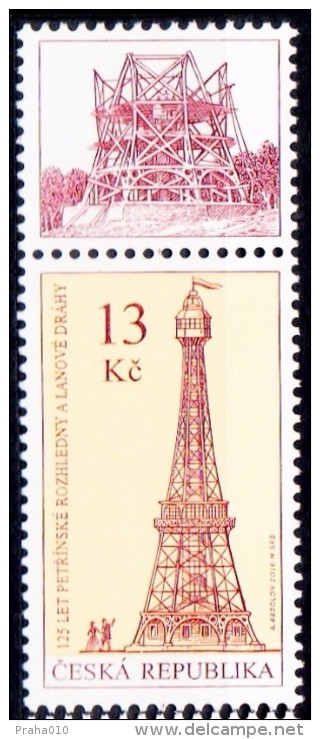 Czech Rep. / Stamps (2016) 0879 K1H: 125 Years Petrin Lookout Tower And Cableways (1891); Painter: Adolf Absolon - Neufs