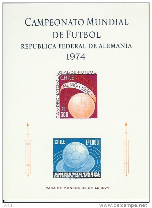 Chile 1974 World Championship Football, Soccer, Mi Souvenir Bloc With 804-805 MNH(**) - 1974 – Germania Ovest