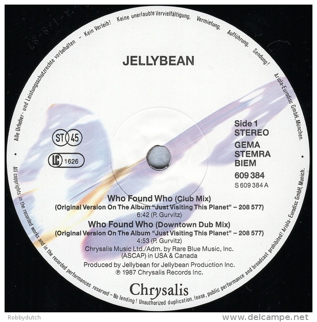 * 12" EP *  JELLYBEAN - WHO FOUND WHO (Germany 1987 EX-!!!) - 45 Toeren - Maxi-Single