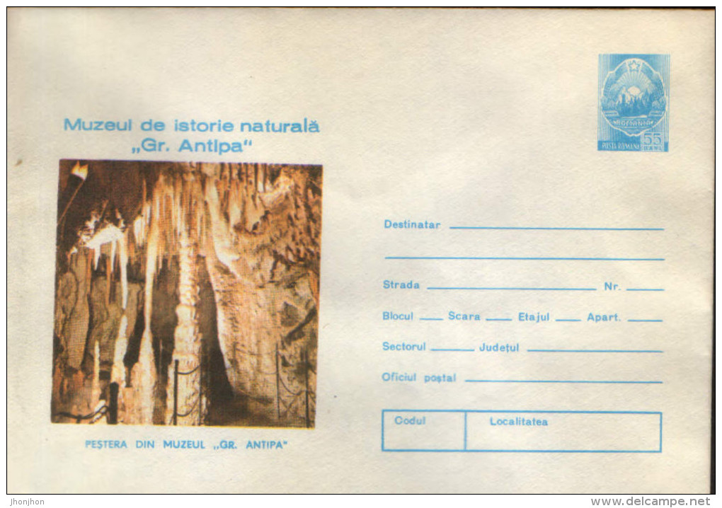 Romania - Postal Stationery Cover 1974 - Cave, The Museum Grigore Antipa - Musées