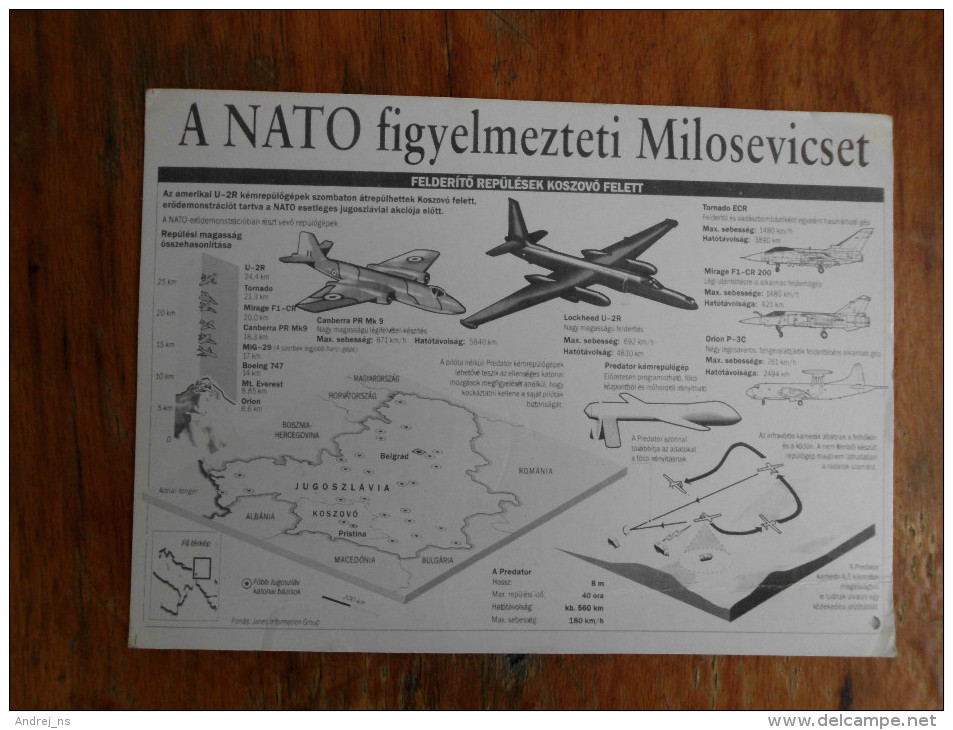 Nato Warns Milosevic, Flights Over Kosovo Propaganda - 1946-....: Moderne
