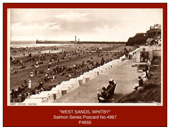 P4955  “WEST SANDS, WHITBY”  (c.1920’s. Sepia Photogravure Postcard) - Whitby