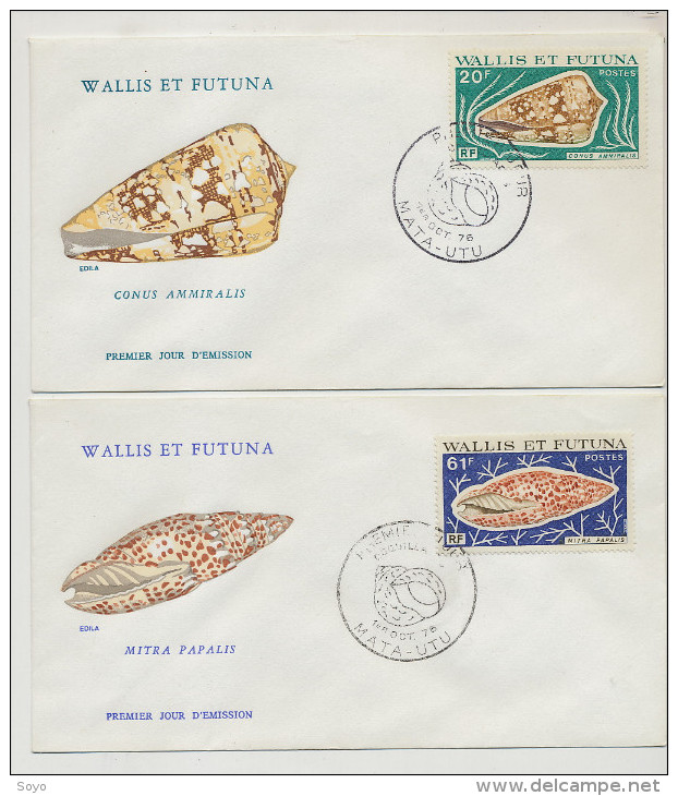 FDC  4 Enveloppes 1 Er Jour Wallis Et Futuna 1976 Coquillages Shell  Mata Utu - FDC