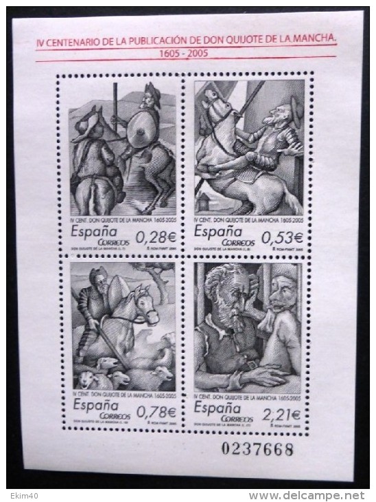 Block Of 4  Mint/MNH Stamps From Spain-Don Quijote Issued 2005 No TH-632 - Unused Stamps