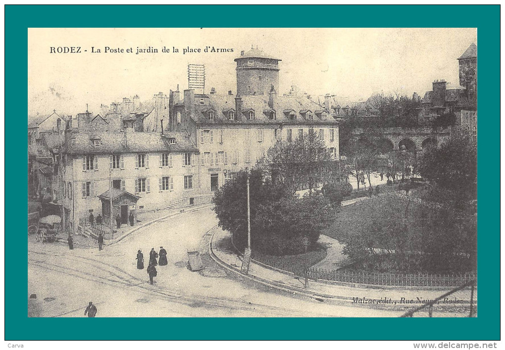 REPRODUCTION 12 Rodez La Poste Et Le Jardin De La Place D' Armes - Rodez