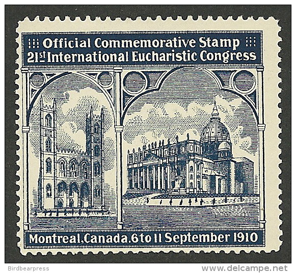 B05-25 CANADA 1910 Eucharistic Congress Church Montreal MNH Blue - Local, Strike, Seals & Cinderellas