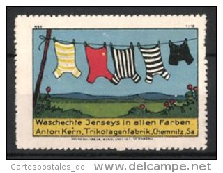 Cartes Publicitaires Illustrateur Johann Peter Werth, Chemnitz, Jerseys, Trikotagenfabrik Anton Kern, Kleidung Auf Wä - Vignetten (Erinnophilie)