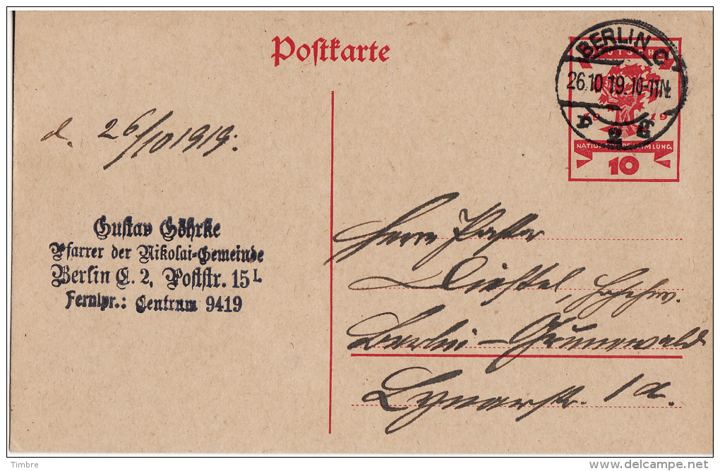 Entier Postal 1919 - Sonstige & Ohne Zuordnung