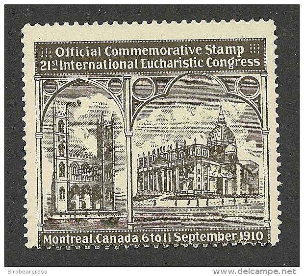 B07-08 CANADA Montreal 1910 Eucharistic Congress Churches MNH Brown Error - Viñetas Locales Y Privadas