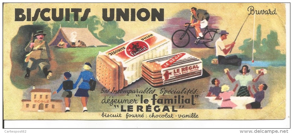 Buvard Biscuits Union. Le Familial, Le Régal. Biscuit Fourré Chocolat Vanille. - Alimentaire