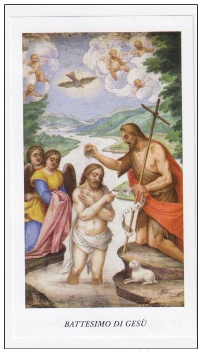 SANTINO  HOLY CARD - BATTESIMO DI GESU´ - EGIM 429 LOGO DEL CENTENARIO - Santini