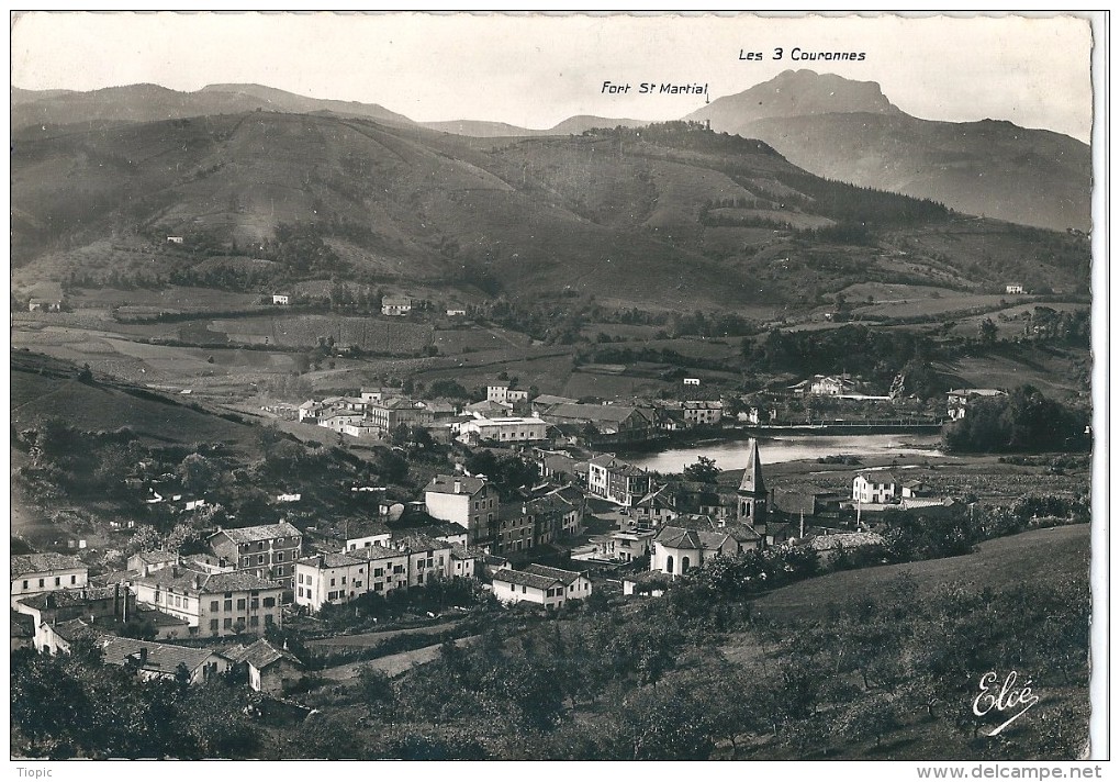 BEHOBIE      ( 64 )  Vue  Sur  La  Bidassoa  Et  L' Espagne .          (  C.P. S.m  Dentelée  Noire  G.Format ) - Béhobie