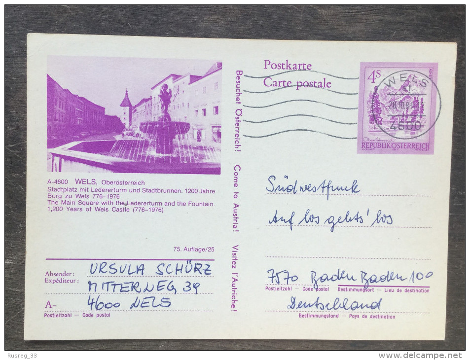 I4 Österreich Austria Autriche Ganzsache Stationary Entier Postal Mi. P 453 75/25 Wels Brunnen - Andere & Zonder Classificatie