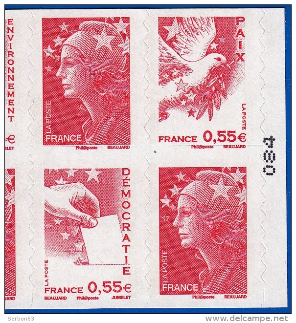 PHILATELIE VARIETE !!! CARNET DE 12 TIMBRES MARIANNE LA LIGNE DE SEPARATION DES TIMBRES EST MAL POSITIONNEE SCANS - Booklets