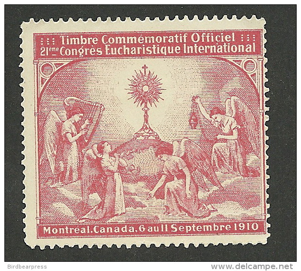 B07-10 CANADA Montreal 1910 Eucharistic Congress Angels Red MH - Local, Strike, Seals & Cinderellas