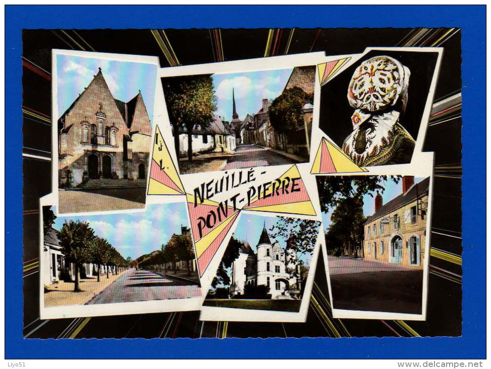 Neuillé Pont Pierre  Indre Et Loire   Gde Dentelée Multi Vues Couleurs . Bon état - Neuillé-Pont-Pierre