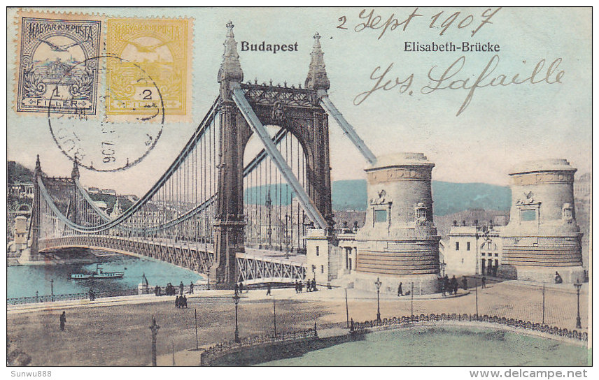 Budapest - Elisabeth-Brücke (animation, Colors, 1907, Stamps Both Sides) - Hongrie