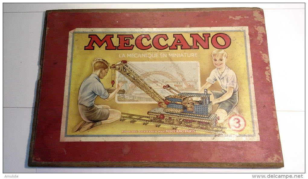 Couvercle Bois Ancien De Boite Construction MECCANO N°3 - Meccano