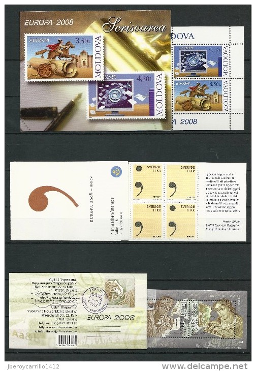 EUROPA- CEPT 2008- TEMA “LA CARTA ESCRITA- DER BRIEF - COLECCIÓN  de los 18 CARNETS  OFICIALES EMITIDOS