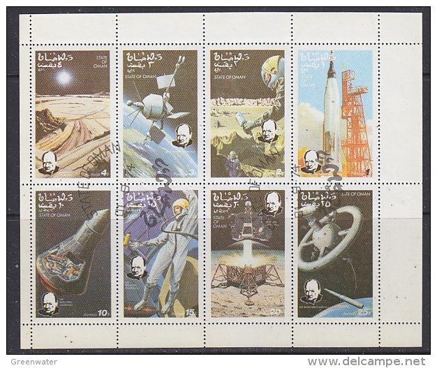 Oman 1974 Space / Churchill 8v In Sheetlet Used (F5116) - Oman