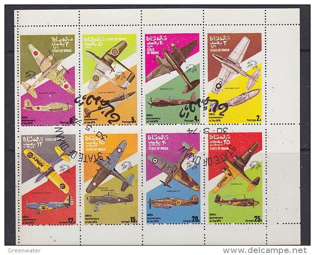 Oman 1974 Military Airplanes 8v In Sheetlet Used (F5120) - Oman