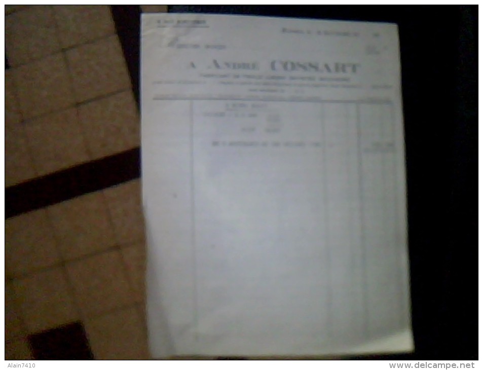 Vieux Papiers Facture Fabricant De Tissus Linon Batistes Mouchoirs  André Cossart A Haspres Annee D Edition 1931 - Autres & Non Classés