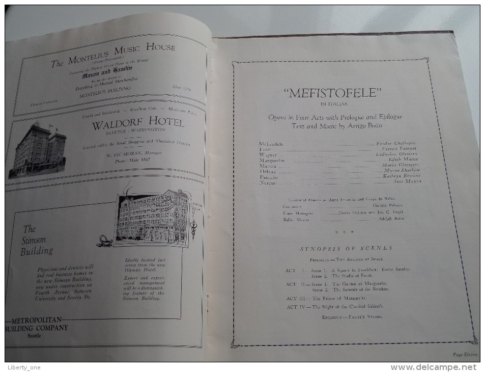 CHICAGO CIVIC OPERA C° PROGRAM - SEATTLE 1924 March 13-15 Printed by Western Printing C° ( zie foto´s ) !!