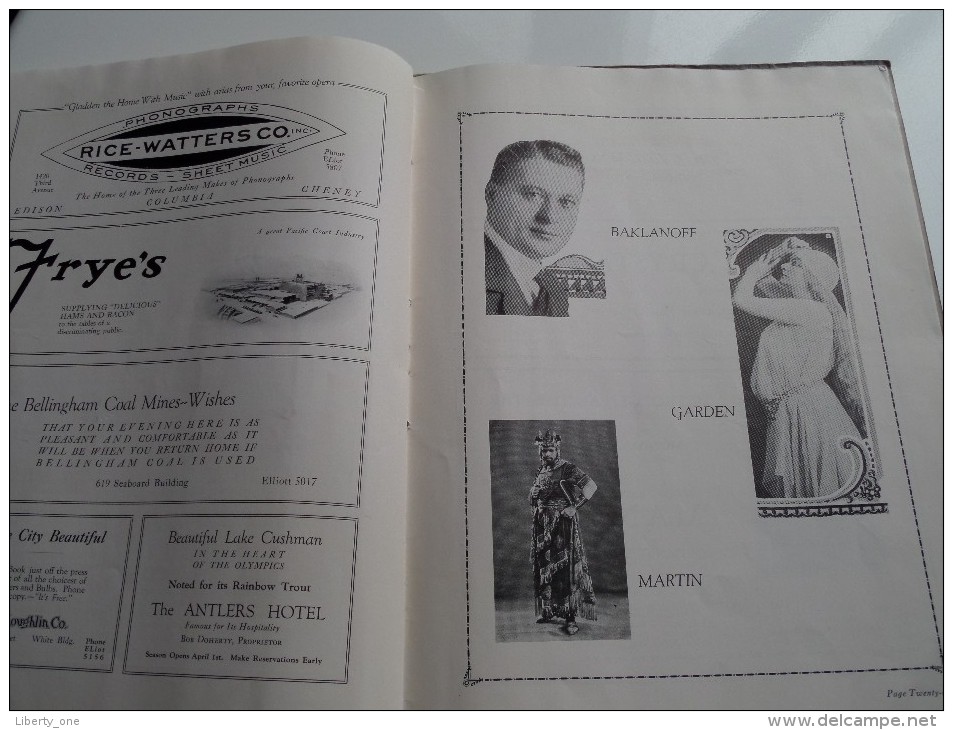 CHICAGO CIVIC OPERA C° PROGRAM - SEATTLE 1924 March 13-15 Printed by Western Printing C° ( zie foto´s ) !!