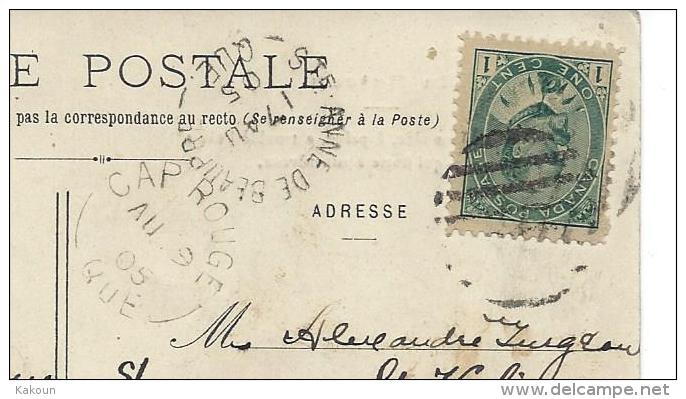 1905 - En Bateau - Marques Postales De CAP ROUGE Et STE-ANNE DE BEAUPRÉ, Quebec, (H1151) - Autres & Non Classés