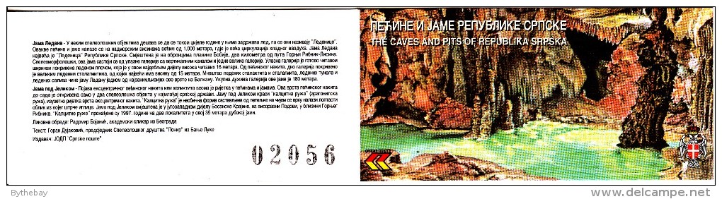 Bosnia And Herzegovina Serb Admin MNH Scott #149 Booklet Pane Of 6 Caves - Bosnie-Herzegovine