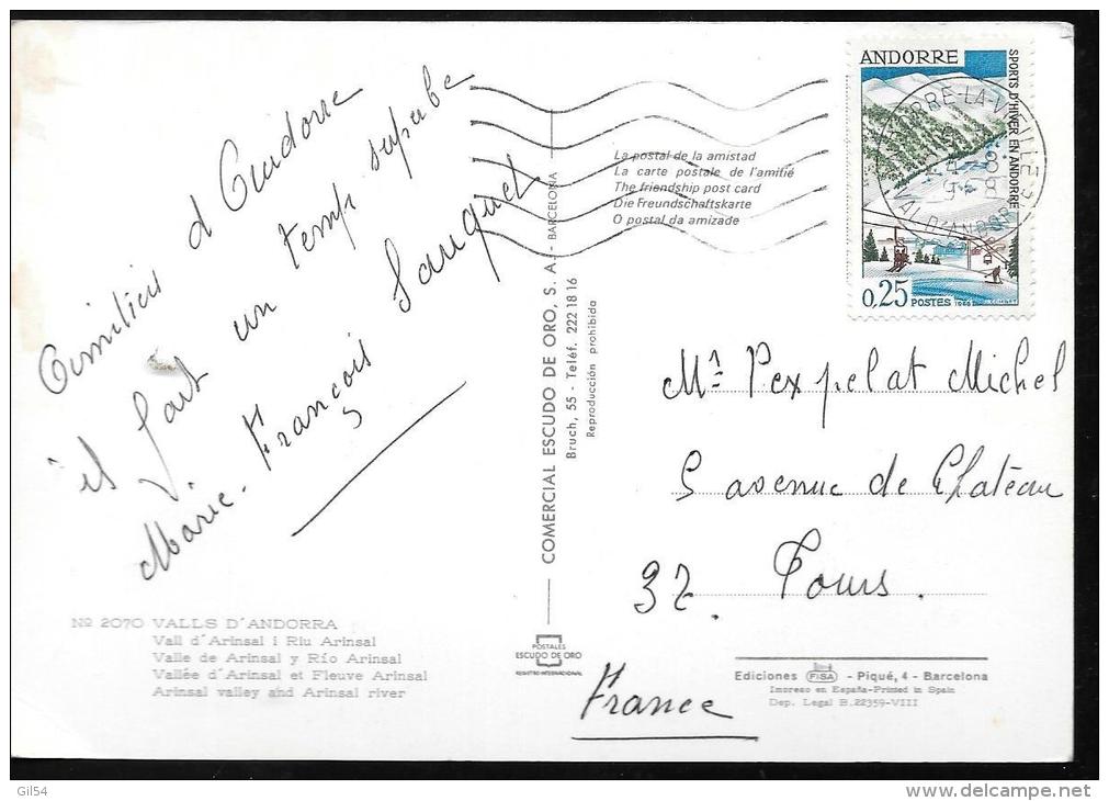 Timbre D´andorre  Au Dos D´une Carte Postale En 1968  - Qaa2708 - Brieven En Documenten