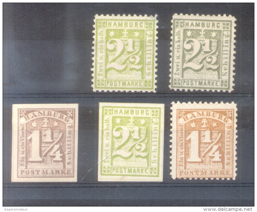 HAMBURG HAMBURGO LOTE DE FALSOS FALKST Old Well Done Forgeries 5 Timbres - Hambourg