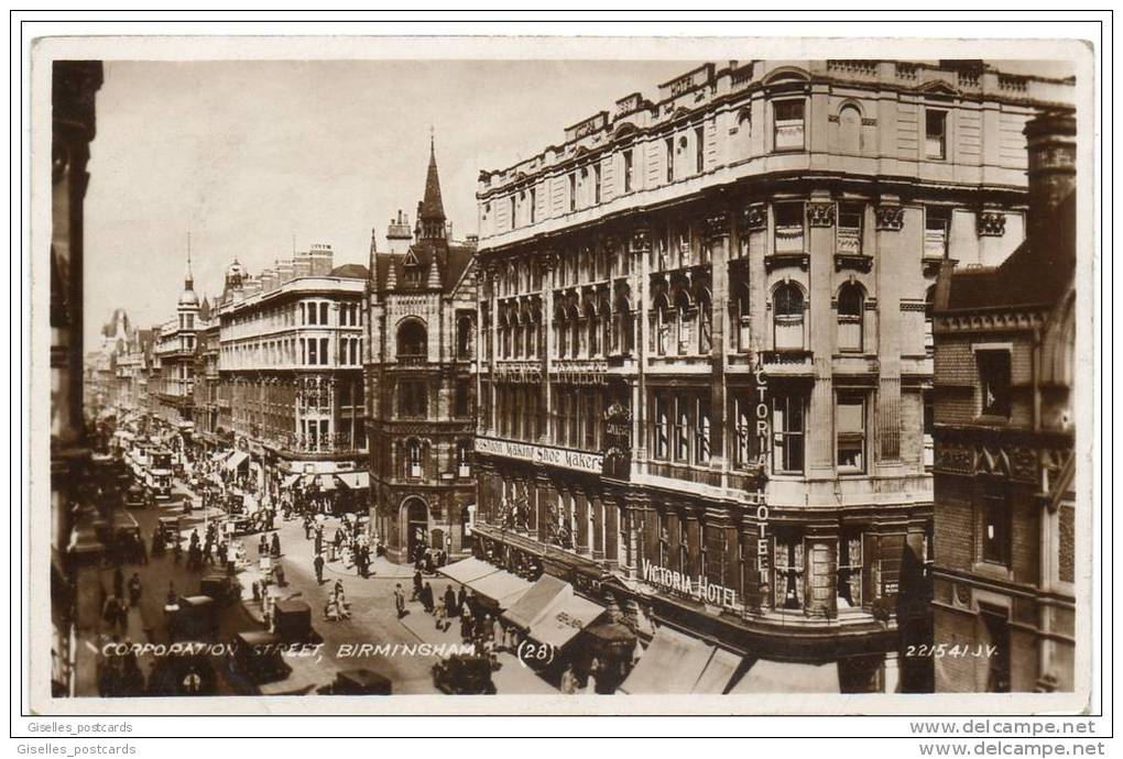 Real Photo Card - Birmingham - Corporation Street - The Victoria Hotel (1937) - Birmingham