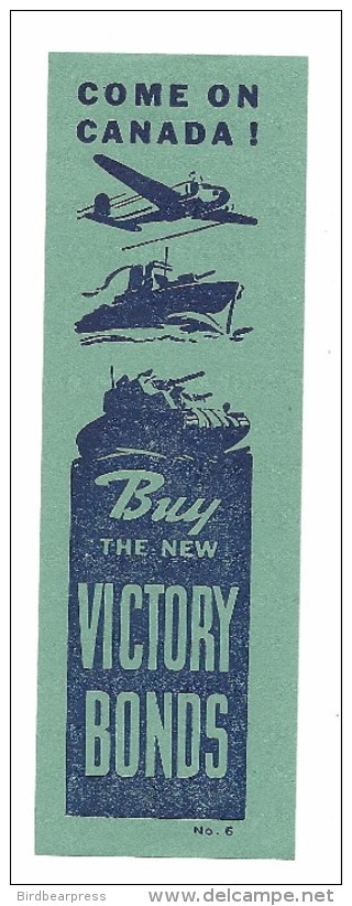 B12-12 CANADA WWII Victory Bonds Patriotic Advertising Label MH OG - Local, Strike, Seals & Cinderellas