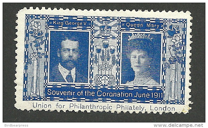 B12-15 KGV Coronation 1911 Union For Philanthropic Philately Blue MHR - Local, Strike, Seals & Cinderellas