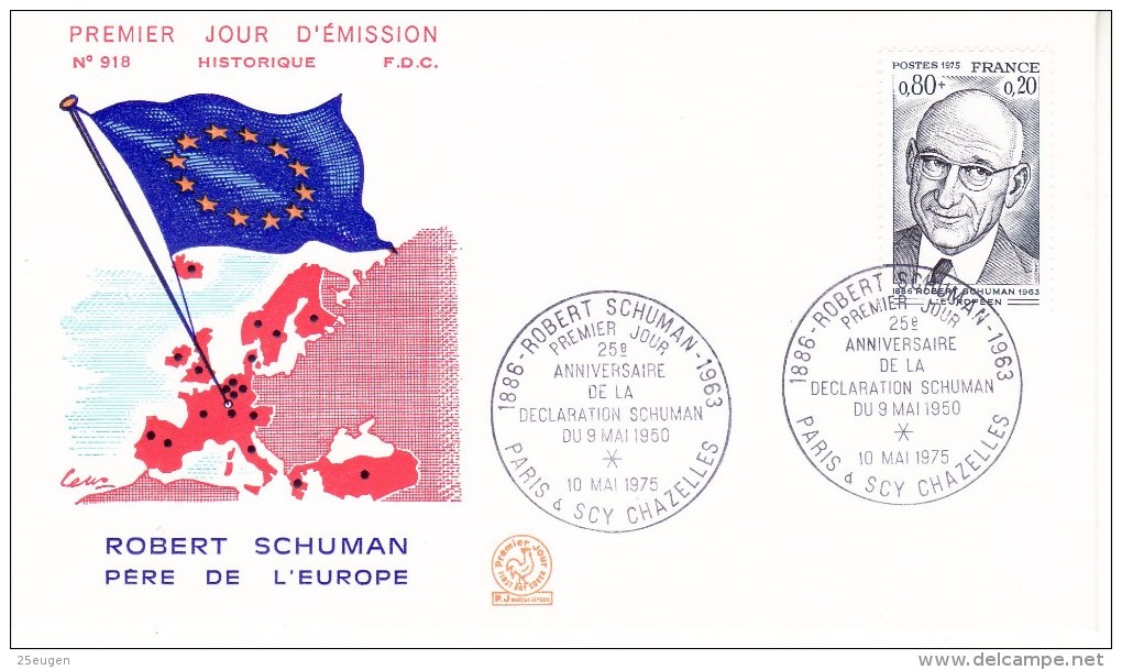 FRANCE  1975 EUROPA SYMPATHY ISSUE  FDC - European Ideas