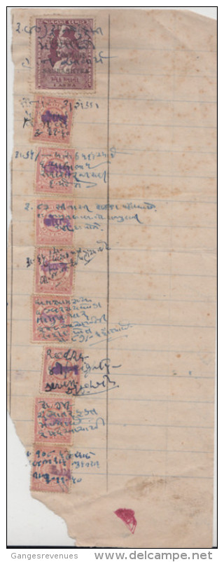 SAURASHTRA Stae  1A X9  Revenue Stamps  On Document   # 89946  Inde Indien Fiscaux Fiscal Revenue - Soruth
