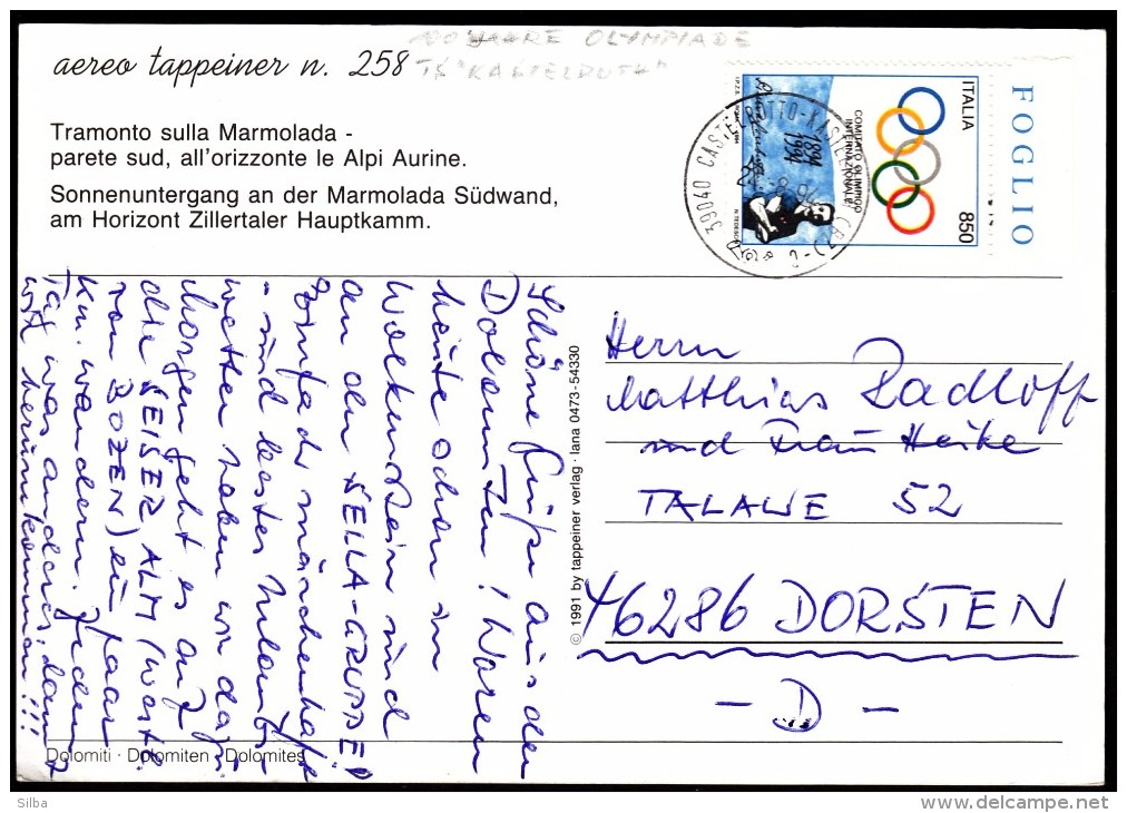 Italy Alpe Di Siusi 1994 100 Years Of The Olympics / Pierre De Coubertin / Dolomiti - Marmolada - Other & Unclassified