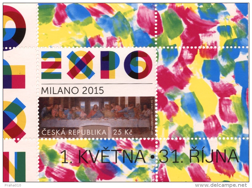 Czech Rep. / Stamps (2015) 0843 A: EXPO 2015 Milano (logo); Leonardo Da Vinci (1452-1519) "The Last Supper" (1494-1499) - 2015 – Milano (Italia)