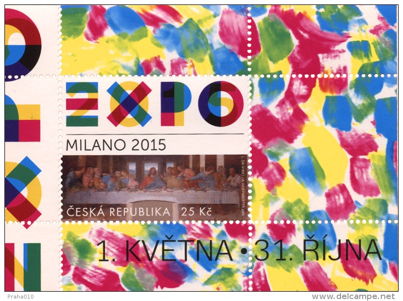 Czech Rep. / Stamps (2015) 0843 A: EXPO 2015 Milano (logo); Leonardo Da Vinci (1452-1519) "The Last Supper" (1494-1499) - 2015 – Milan (Italie)