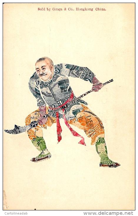 [DC2666] CPA - RRR - CHINA CHINESE FOLK ART HANDMADE STAMP COLLAGE - Non Viaggiata - Old Postcard - Cina