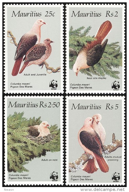 WWF Mauritius 1985 Pink Pigeon Birds MNH - Unused Stamps