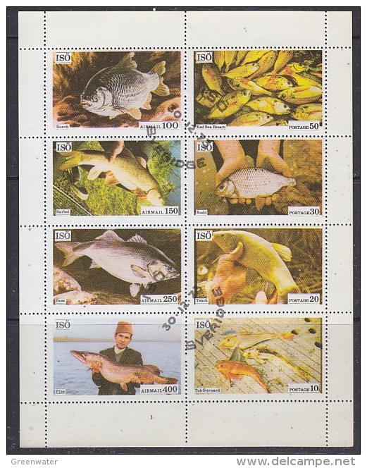 Iso / Swedish Local 1973 Fish 8v In Sheetlet Used (F5136) - Fantasy Labels