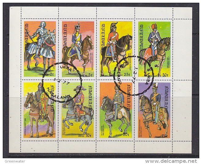 Nagaland 1977 Military Uniforms / Horses 8v In Sheetlet Used (F5138) - Fantasie Vignetten