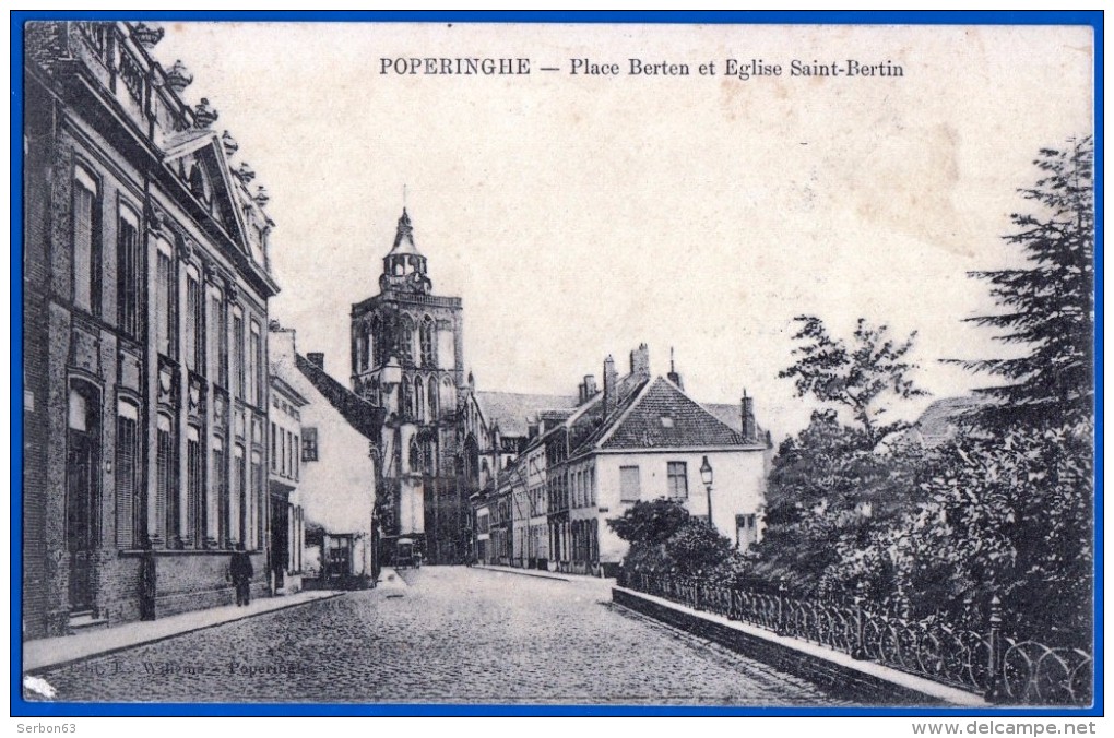 POPERINGE BELGIQUE CPA VILLE FLAMANDE FLANDRE OCCIDENTALE PLACE BERTEN ET EGLISE SAINT BERTIN ÉCRITE DOS SÉPARÉ - Poperinge