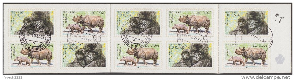 Allemagne 2001 Y&T C2036. Carnet De Timbres Auto-adhésifs. Gorilles Des Montagnes Et Rhinocéros Unicorne De L'Inde - Gorillas