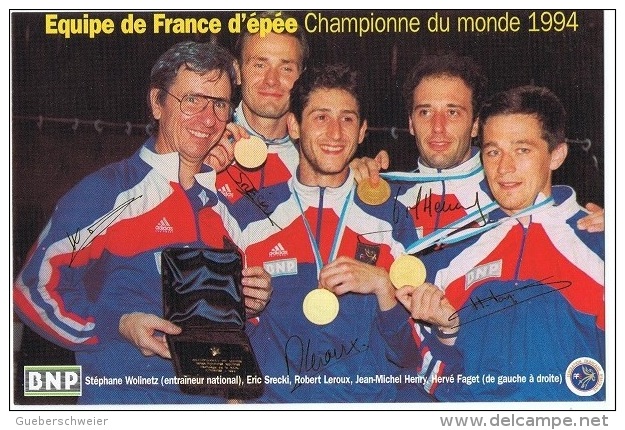 ESC-L8 - CPM  Equipe De France D'épée Championne Du Monde 1994 - Fencing